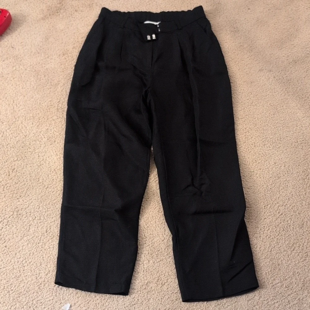 H&M Linen Blend Black Trouser Pants Size 8